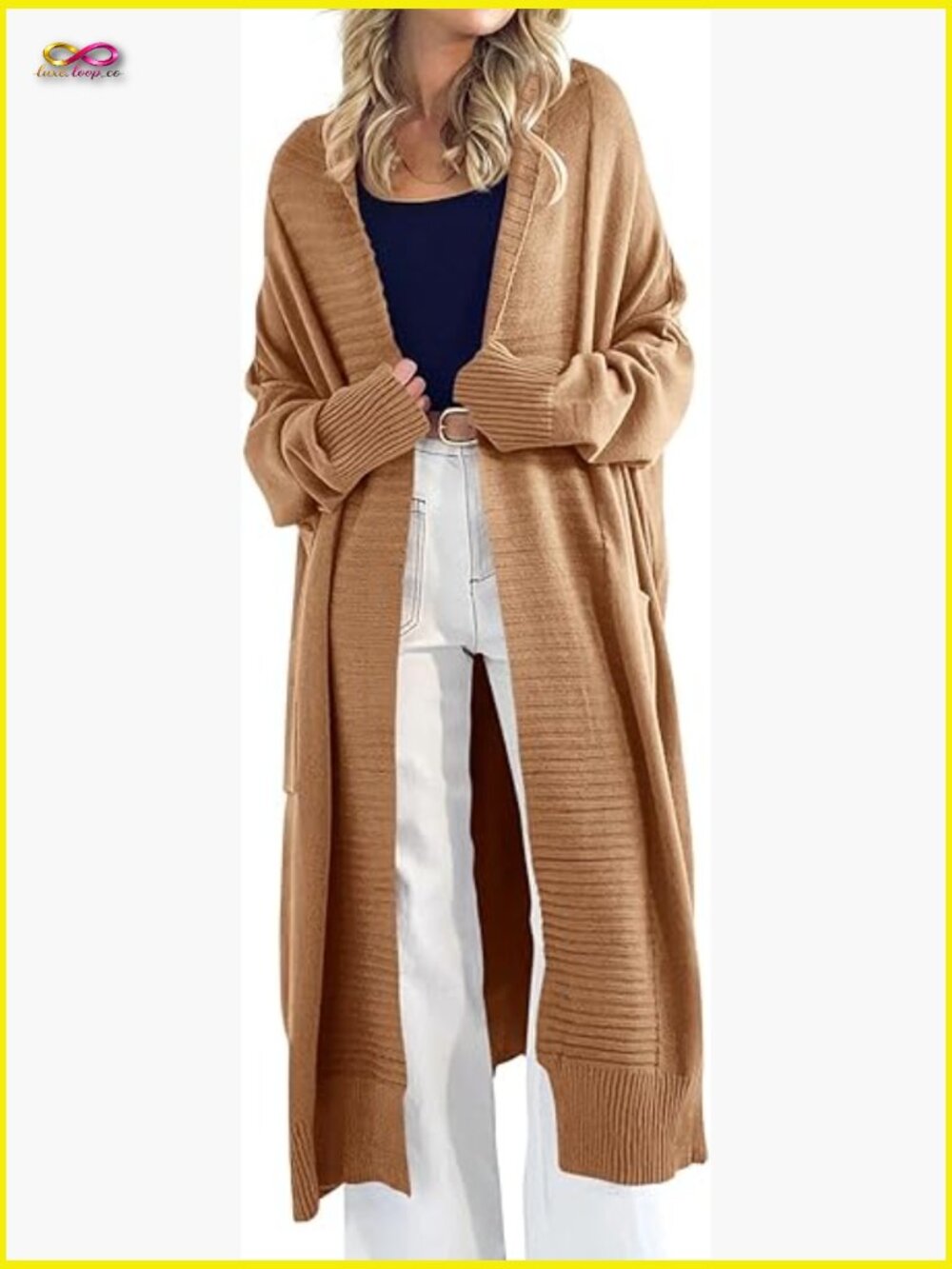 Oversized Chunky Knit Long Cardigan Sweater Open Front Cozy Duster Coat with